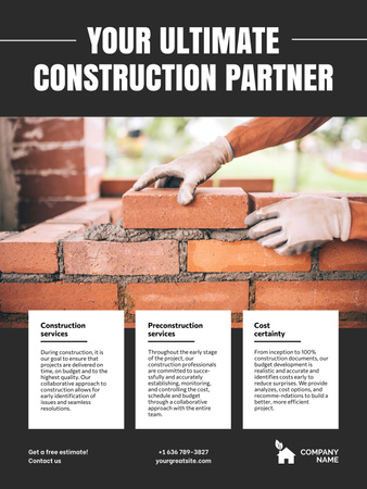 Builder is Building Brick Wall Poster US Design Template