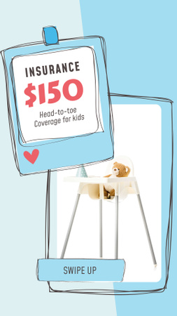 Plantilla de diseño de silla para niños con osito de peluche para oferta de seguro Instagram Story 