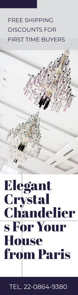 Ad of Free Shipping Elegant Chandeliers Sale Skyscraper Design Template