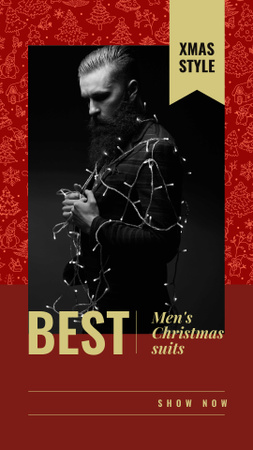 Bearded man wrapped in garland Instagram Story Design Template