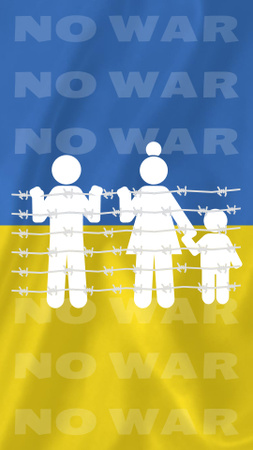 No War in Ukraine Slogan on Background of Flag Instagram Story Design Template