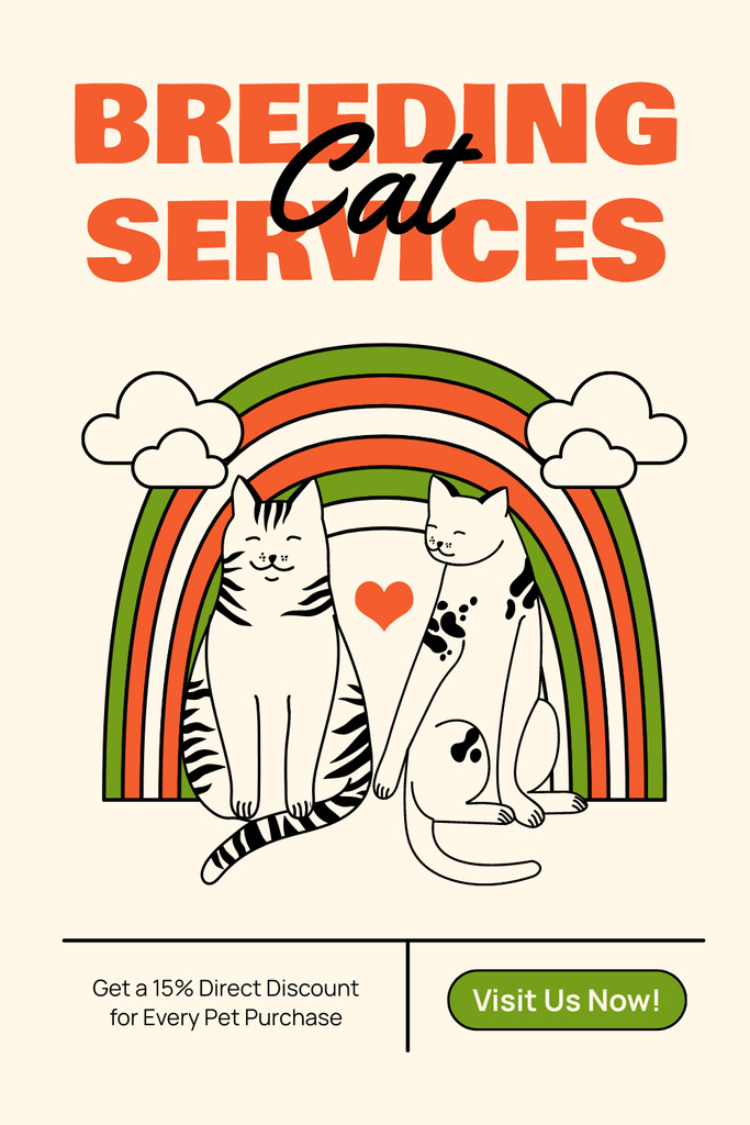 Ontwerpsjabloon van Pinterest van Breeding Cat Service Offer