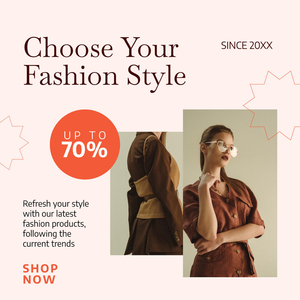 Modèle de visuel Fashion Stylish Look Discount Announcement - Instagram