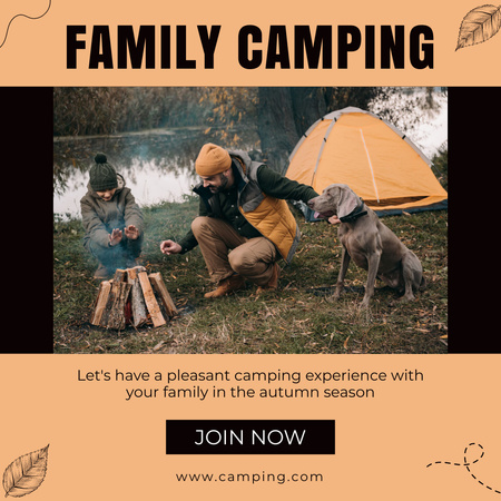 Father and Son Camping in Fall Instagram Design Template