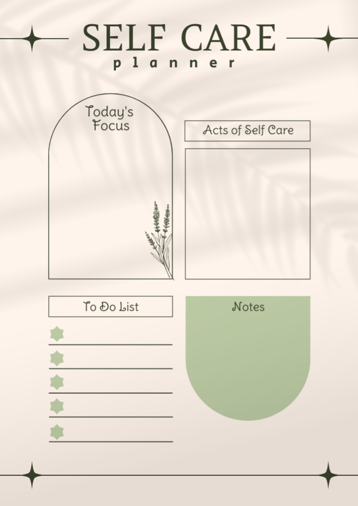 Self Care Planner with Green Plant Schedule Planner – шаблон для дизайну