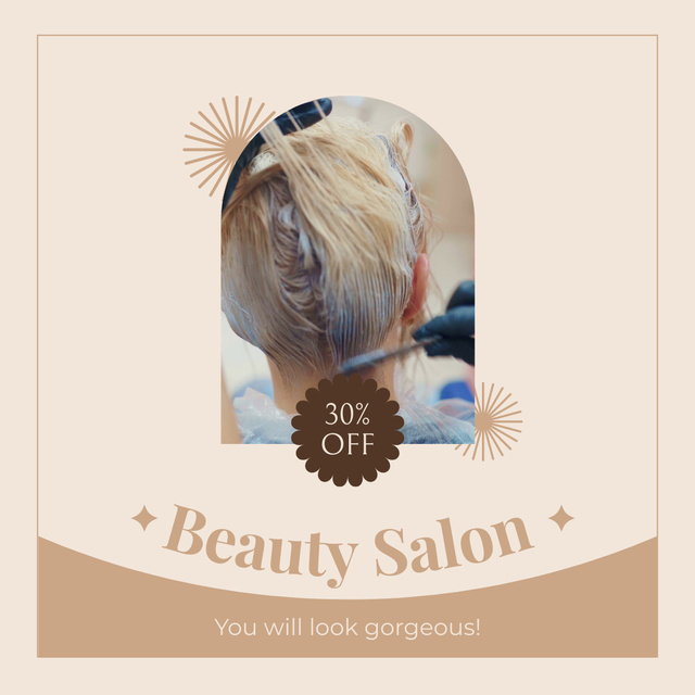 Beauty Salon Services With Hair Coloring And Discount Animated Post Design Template