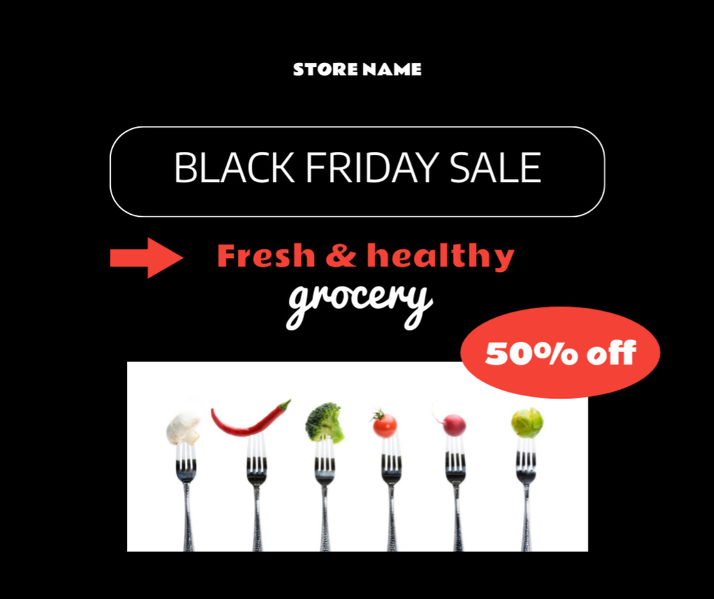 Grocery Discount Offer on Black Friday Facebook Tasarım Şablonu