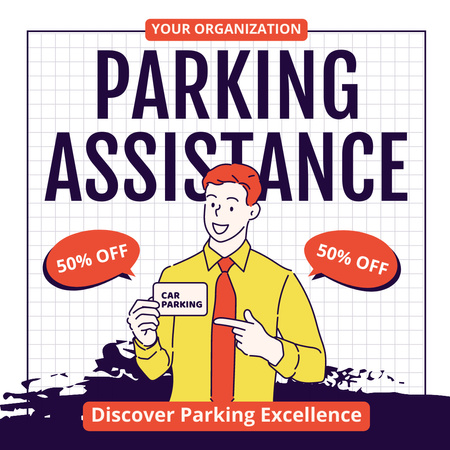 Discount on Parking Assistant Services with Young Man Instagram Tasarım Şablonu