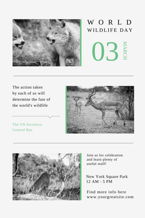 World Wildlife Day Ad with Wild Animals Flyer 4x6in Modelo de Design