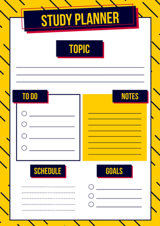 Study Plan on Yellow Page Schedule Planner Design Template