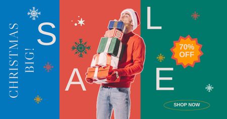 Karácsonyi ajándékok kiárusítása színes Facebook AD tervezősablon