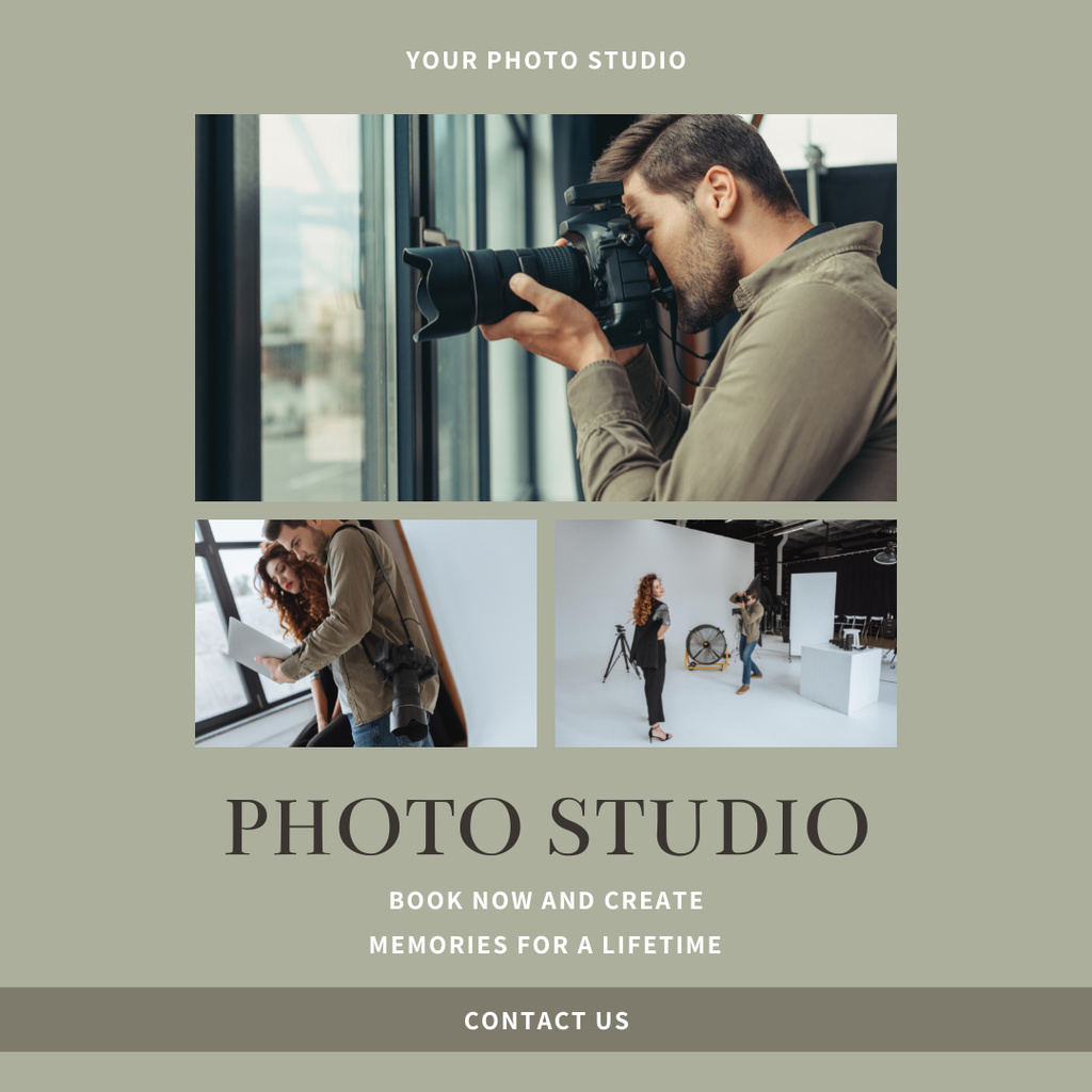Designvorlage People in Photo Studio für Instagram