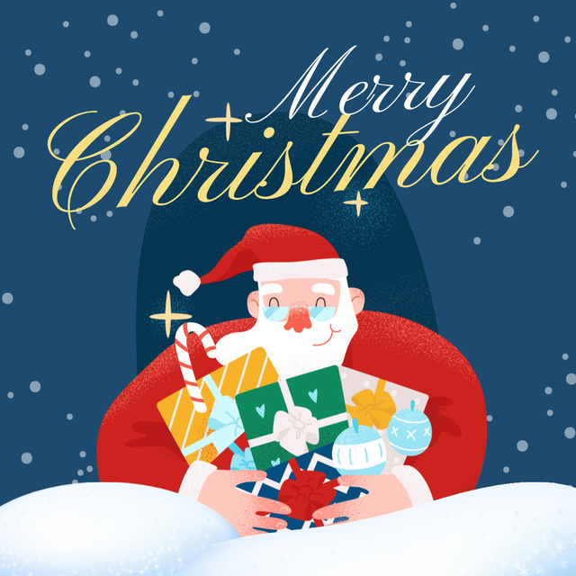 Santa with Bright Gifts ob Christmas Holiday Instagram – шаблон для дизайна