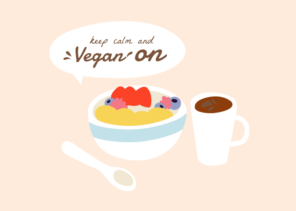 Designvorlage Berries In Dish For Vegan Lifestyle Concept für Postcard 5x7in