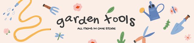 Ontwerpsjabloon van Ebay Store Billboard van Cute Garden Tools Sale Offer