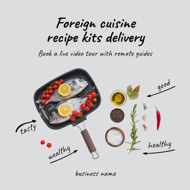 Foreign cuisine recipe kits Animated Postデザインテンプレート