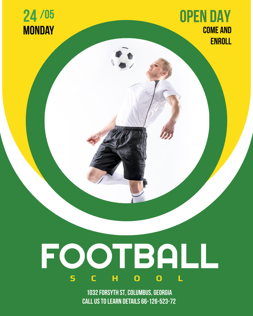 Football School Ad with Boy playing Poster 16x20in – шаблон для дизайну