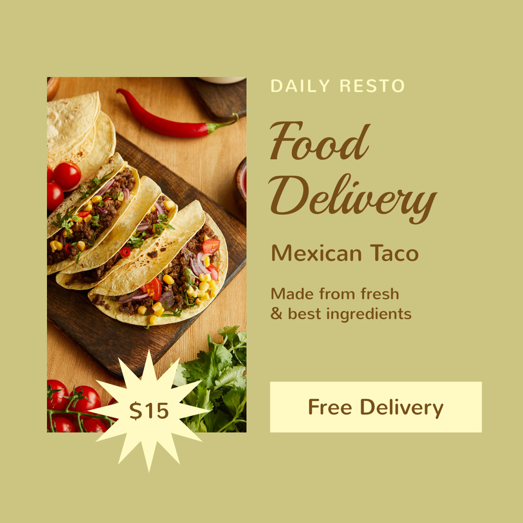 Modèle de visuel Food Delivery Services Offer - Instagram