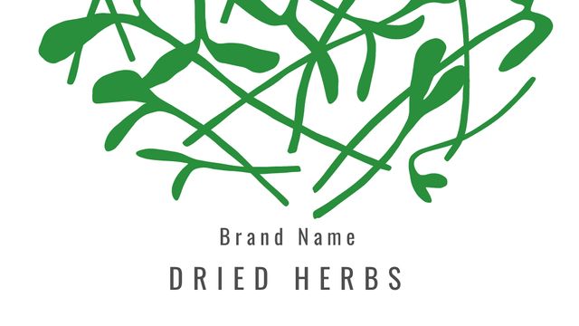 Dried Herbs Offer with Illustration of Green leaves Label 3.5x2in Tasarım Şablonu