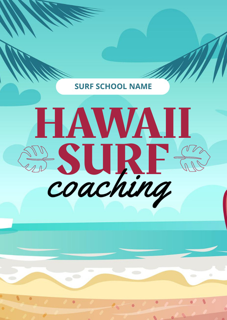 Surf Coaching Offer Postcard A6 Vertical Tasarım Şablonu
