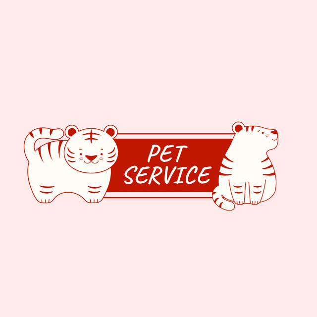 Pet Services Offer with Tigers Animated Logo Tasarım Şablonu