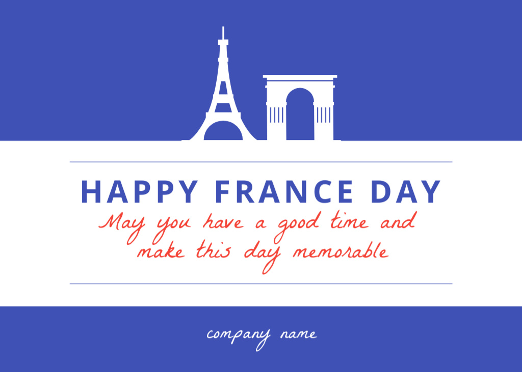 National Day of France Postcard 5x7in Design Template