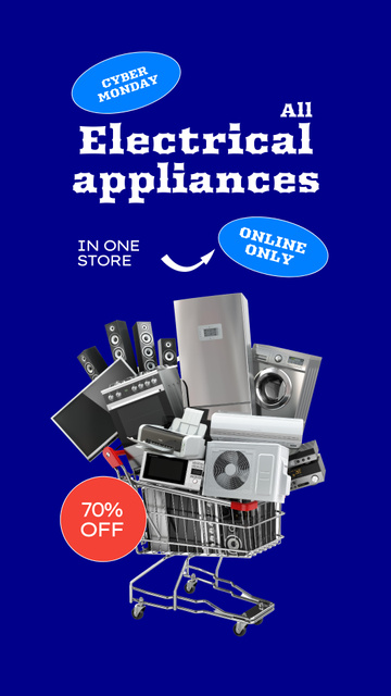 Electrical Appliances Sale on Cyber Monday Instagram Story – шаблон для дизайну