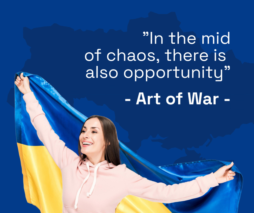 Designvorlage Young Woman Holding Flag of Ukraine für Facebook