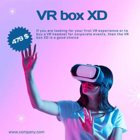 Plantilla de diseño de Woman in Virtual Reality Glasses Instagram AD 