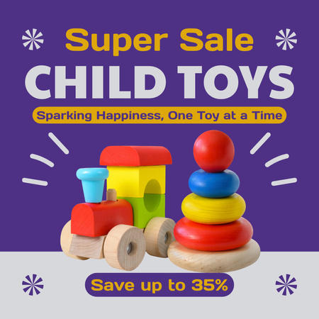 Sale of Wooden Toys on Purple Instagram AD – шаблон для дизайна