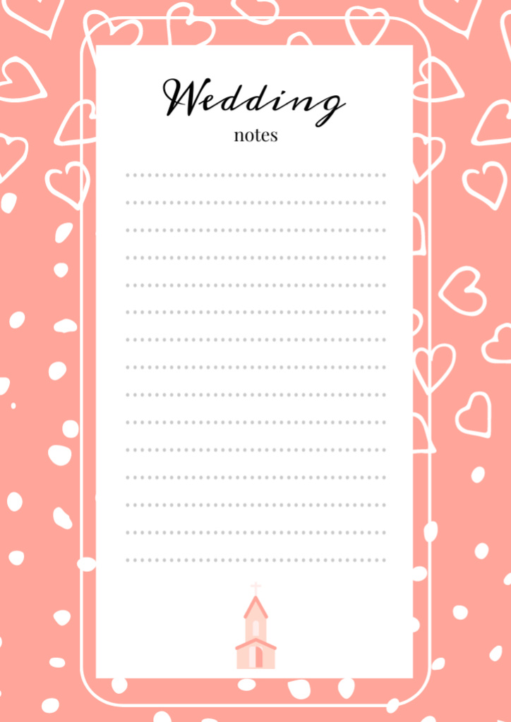 Wedding List on Pink with Hearts Schedule Planner Tasarım Şablonu