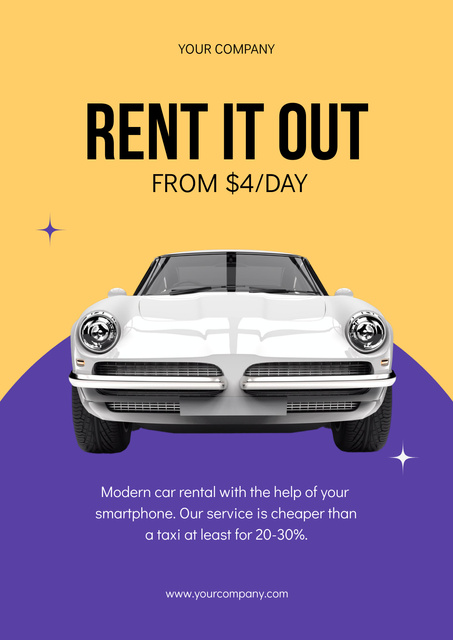 Ontwerpsjabloon van Poster van First-Rate Car Hiring Service