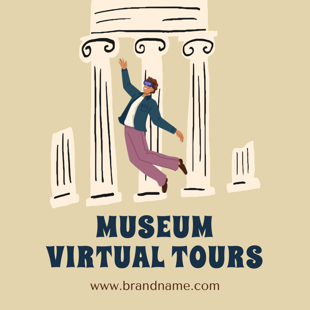 Museum Virtual Tours Ad with Ruins of Ancient City Instagram Design Template