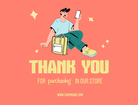 Thank You for Purchasing Message Thank You Card 4.2x5.5in Design Template