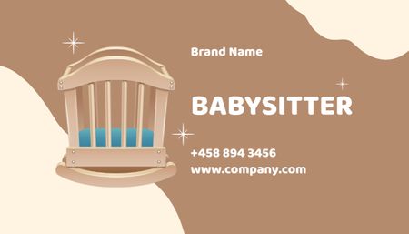 Designvorlage Anzeige für Babysitterdienste mit Babywiege für Business Card US