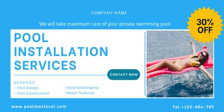 Well-executed Pool Installation Services With Discount Twitter Design Template