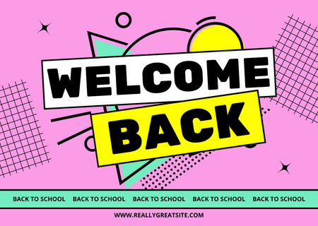 Gratulujeme k Back to School na Pink Card Šablona návrhu