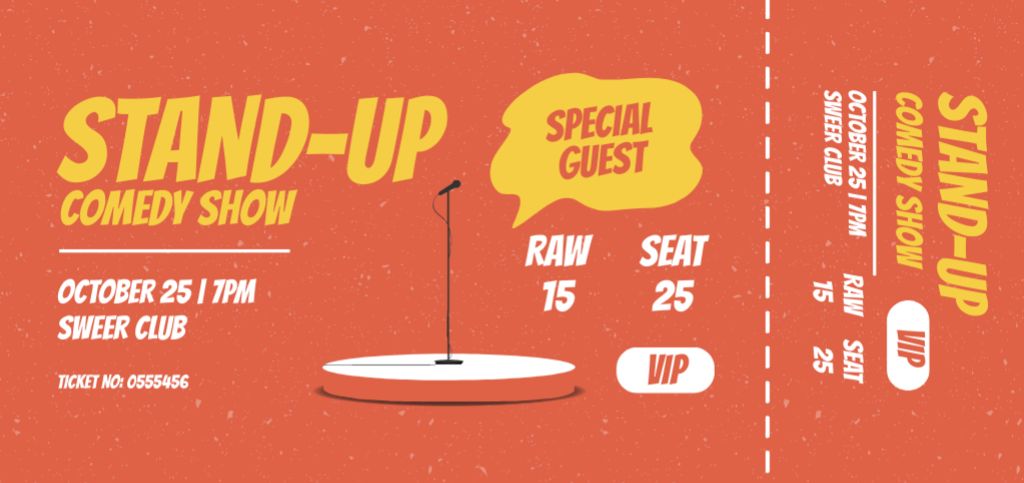 Comedy Show With Microphone On Stage Ticket DL Design Template