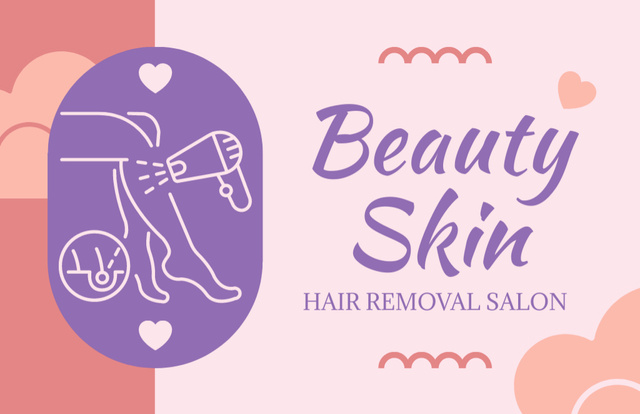 Ontwerpsjabloon van Business Card 85x55mm van Salon Emblem for Hair Removal with Beautiful Skin