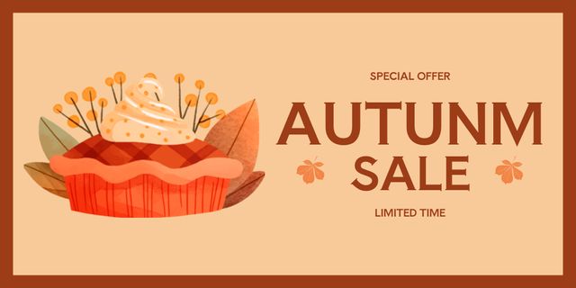 Special Autumn Pie Sale Offer Twitter Design Template