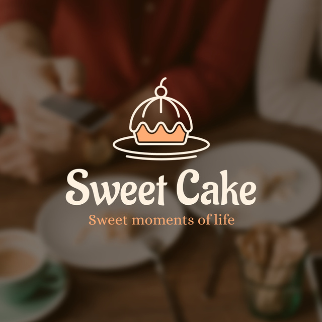 Bakery Ad with Yummy Cakes in Cafe Logo Design Template