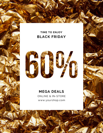 Black Friday Mega Deal on Golden Foil Poster 8.5x11in Design Template