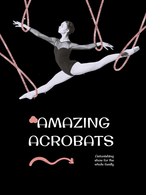 Outstanding Circus Show Announcement with Girl Acrobat Poster US Πρότυπο σχεδίασης