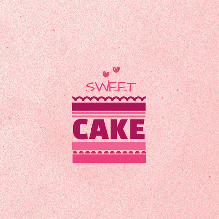 Bakery Ad with Cake with Pink Hearts Logo 1080x1080px Modelo de Design