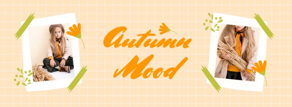 Autumn Mood with Cute Girl in Hat Facebook cover Modelo de Design