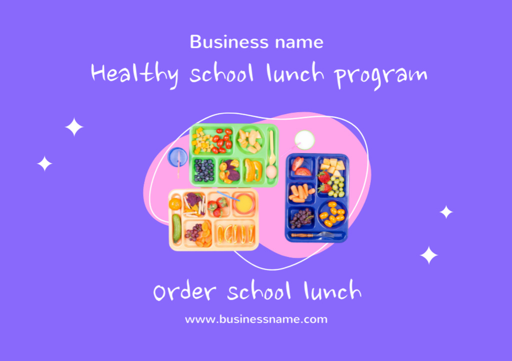 Designvorlage School Food Ad with Bright Lunchboxes für Flyer A5 Horizontal