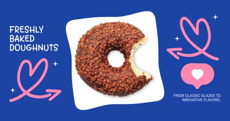 Designvorlage Anzeige für frisch gebackene Donuts mit Schokoladendonut für Facebook AD