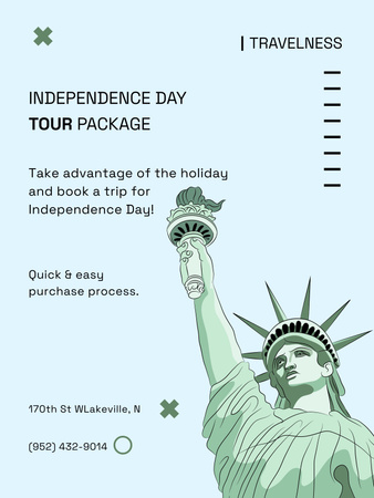 USA Independence Day Tours Package Ad Poster 36x48inデザインテンプレート