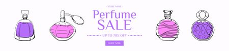 Sale Ad with Perfume Bottles Illustration Ebay Store Billboard Design Template