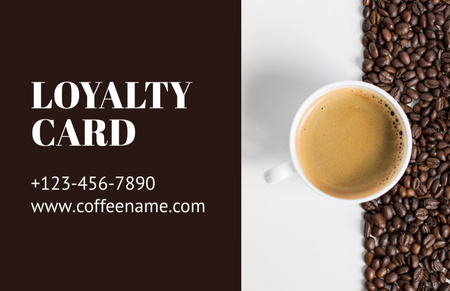 Coffee Shop Discount Loyalty Brown Business Card 85x55mm Design Template